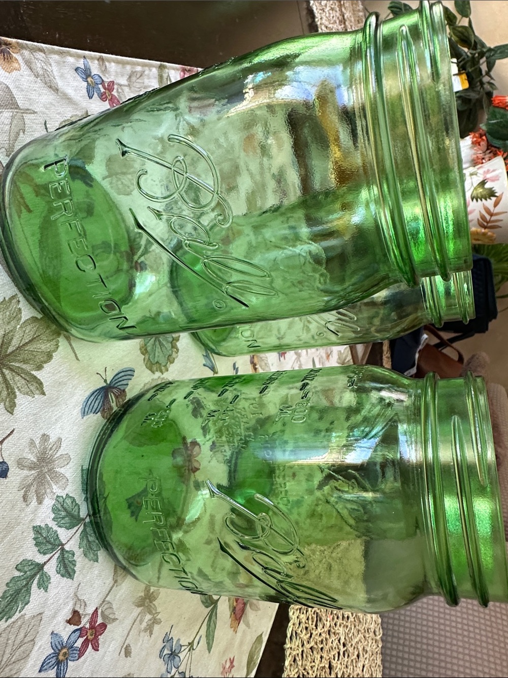 Ball Perfect Mason Jars - Set of FOUR Green Glass Canisters